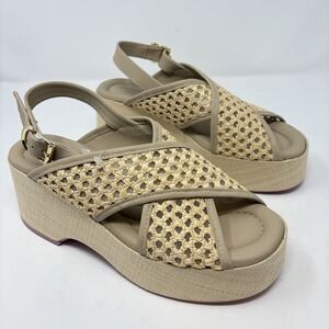 Lorenzo Mari Platform Raffia Sandals Made in Italy Boho Resort Luxury Size 40